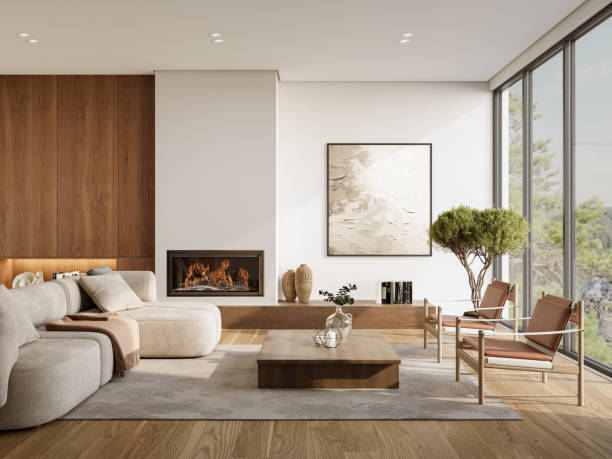 Contemporary living room with a calm, finished interior palette