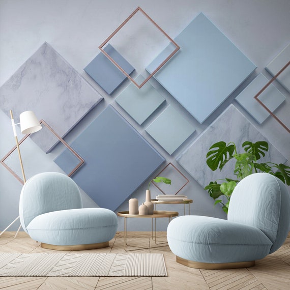 Light lounge with geometric wall pattern
